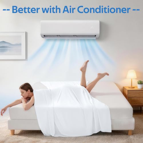 Image of Cooling Sheet Queen Size Set 3 Pieces, Double-Sided Cooling Bed Sheets for Hot Sleepers & Night Sweats, Ultra Stretchy Deep Pocket Fitted Sheet Fits Up to 18 inch, with 1 Pillowcases, White