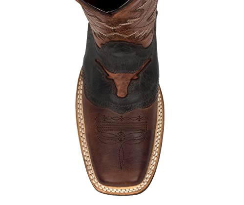 Texas Legacy Mens Cognac Western Leather Cowboy Boots Longhorn Bull Square Toe4