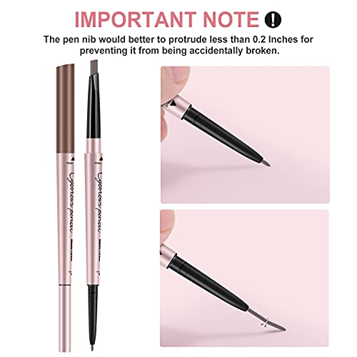 Turritopsisd Eyebrow Pencil, Brow Pen Dual-Ends Thick & Fine Tip Retractable Waterproof Long-Lasting Natural Eye Brows Makeup With Eyebrow Trimmer (Light Brown) #TOP6