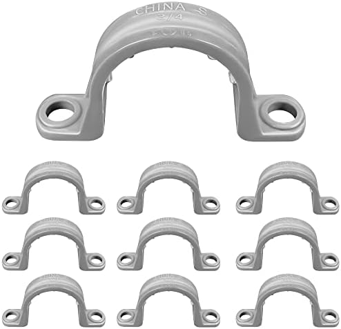 10 pcs 1/2'' Two Hole Plastic Straps, PVC Non-Metallic Conduit Clamp U-Bracket Pipe Clamp for Supporting Rigid Non-Metallic Conduit, Cable, Rubber Hoses, etc. to Wood or Masonry Surfaces, UL Listed