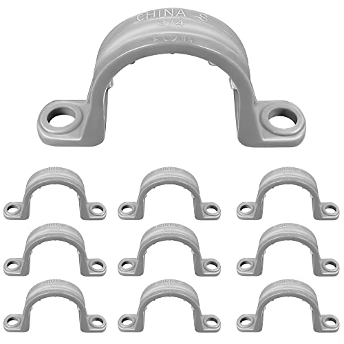 10 Pcs 1/2'' Two Hole Plastic Straps, Pvc Non-Metallic Conduit Clamp U-Bracket Pipe Clamp For Supporting Rigid Non-Metallic Conduit, Cable, Rubber Hoses, Etc. To Wood Or Masonry Surfaces, Ul Listed #TOP2