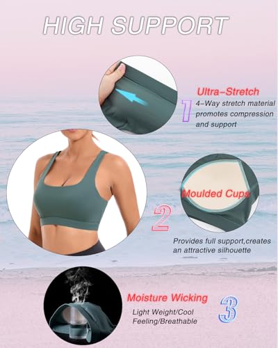 Image of RUNNING GIRL Sports Bras for Women, Molded Cup High Impact Sports Bra Workout Bras for Women High Support Racerback
