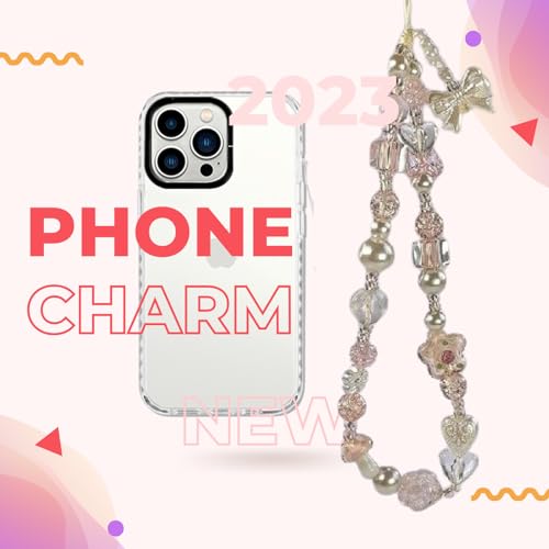 [EZ PEACH] ストラップ スマホ 手首 落下防止 携帯 ハンドストラップ 女の子 吊り下げペンダント装飾 落下防止 カラフルビーズ (蝶結び)