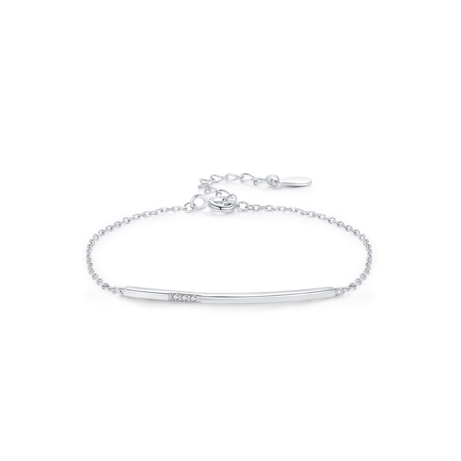 Pulsera de cadena para mujer, pulseras rectangulares con diamantes de oro blanco, regalo para mujer