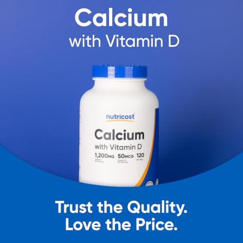 Image of Nutricost Calcium with Vitamin D, 240 Tablets - Calcium (1200mg) Vitamin D (50mcg) Per Serving - Non-GMO, Gluten Free (Pack of 3)
