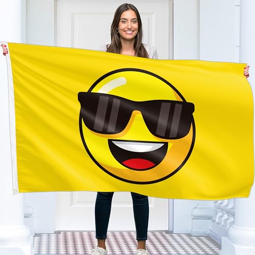 Gelbe Smiley-Flagge - Lustige Flagge - Smiley-Gesicht Sonnenbrille...