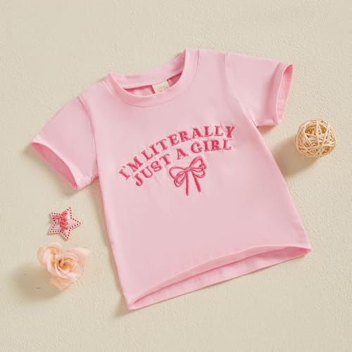 Toddler Baby Girl Summer Clothes Bow Embroidery Short Sleeve T Shirt Kid Cute Infant Outfit Big Sis Tee Tops3