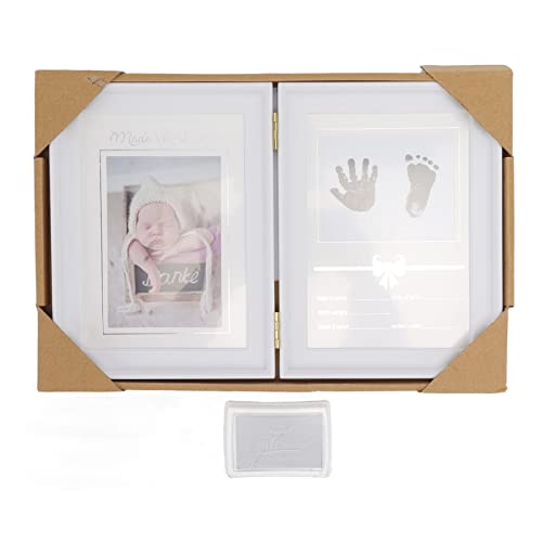 Jwthee Baby Ink Hand and Footprint Kit,12.4x8.1x0.7in Inkless Baby Handprint Kit Handprint Picture Frame for Newborns Expanded Baby Print Frames Newborn