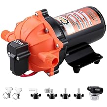 12V RV Fresh Water Pump 7.0 GPM 75 PSI Self-Priming Diaphragm Pump with Pressure Switch & Filter | Quiet 5-Chamber Design for RV, Boat, Yacht, Garden Irrigation & Camper