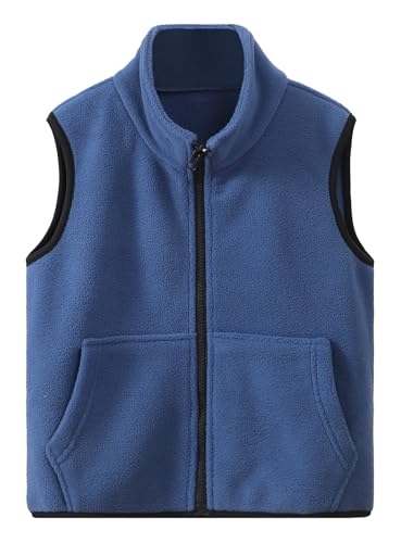 SEAUR Toddler Boys Girls Polar Fleece Vest Soft Comfy Kids Zip Up Warm Sleeveless Outerwear with Pockets