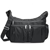 VOLGANIK ROCK Crossbody Purses for Women Shoulder Handbags Lightweight Waterproof Nylon Travel Bag Ladies Pocketbooks(Black-Large)