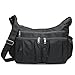 Volcanic Rock Shoulder Bag Corss-body Purse Waterproof Nylon Handbags with Zipper for Women(8981_Black-Large)