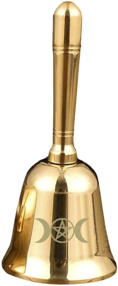 Zerodeko Brass Witch Bells Mini Pentagram Altar Ritual Bell for Wicca Decor Handheld Wiccan Supply Vintage Decorative Accent for Home Altar 3.85 X 1.69 X 1.69 in