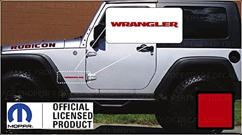 Decal Mods Fender Wrangler - Logotipo lateral pequeño para Jeep Wrangler JK (2007-2018) (juego de 2) SJ3Y3 rojo