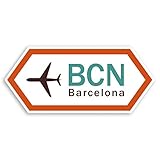 2 pegatinas de vinilo del aeropuerto de Barcelona BCN de Barcelona de 10 cm – Pegatina de equipaje de España #31116 (10 cm de ancho)