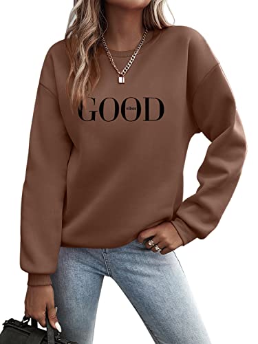 Minetom Pullover Damen Sweatshirt Briefe Drucken Langarm Rundhals Pulli...