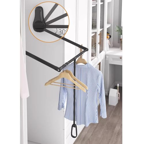 XNKLMYT Pull Down Closet Rod for Hanging Clothes, 33.4"-45.3" Adjustable by XNKLMYT - Used condition - Image 2
