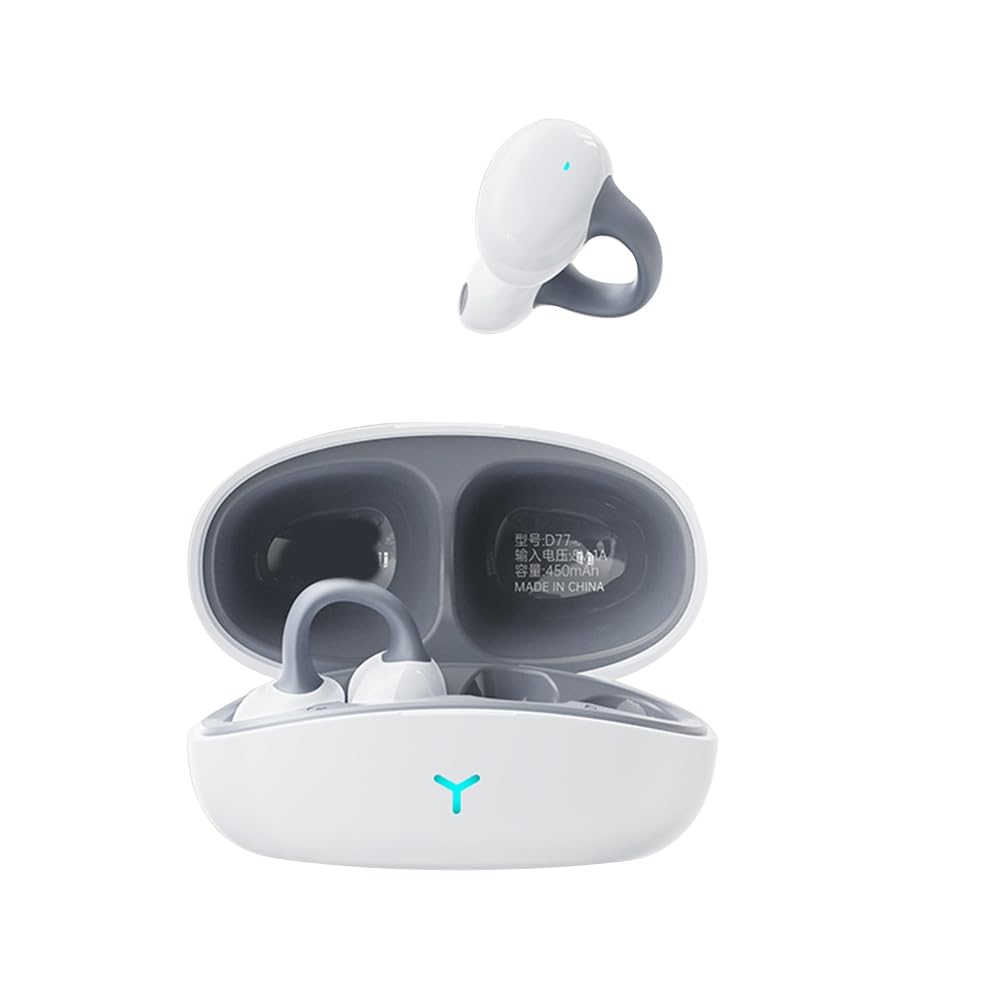 Cuffie Auricolari Wireless Bluetooth D77 con Clip in-Ear, 55 Ore di Riproduzione, Auricolari Sportivi Impermeabili IPX7, Auricolari Anti-Sudore