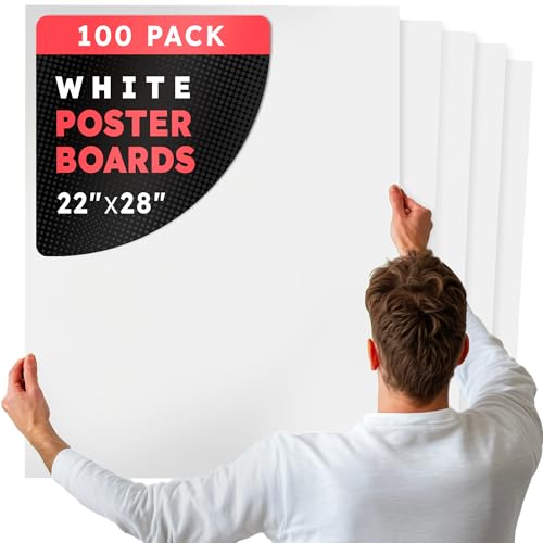Image of Hygloss Large Poster Board 22x28 - 100 Count Bulk Pack - 10 Pt. Thickness White Poster Board Paper for Projects, Presentations, Displays, Signs, Crafts - Blank Posterboard Multipack 22 inch x 28 inch