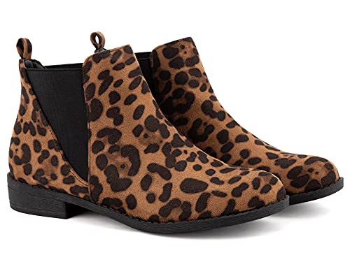 Maxmuxun Women Bootie Comfort Classic Chelsea Ankle Boots Leopard Print Size 7 #TOP3