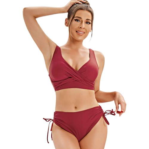 Maillot de bain col en V avec bretelles réglables et maintien sport nautique
