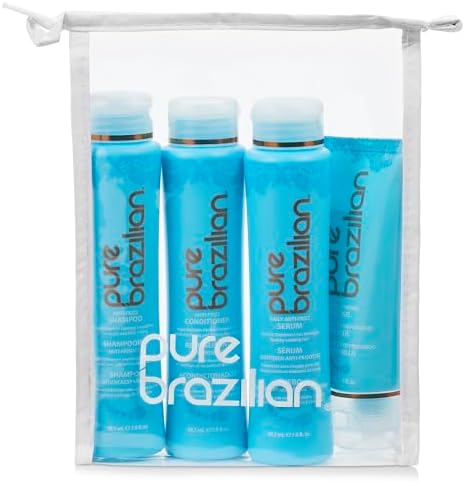 Pure Brazilian 4-Piece Essential Travel Size Kit: Anti-Frizz Shampoo, Conditioner, Serum & Masque