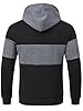 YuKaiChen Men's Hoodies Pullover Hooded Sweatshirts Long Sleeve Patchwork Plaid Jacquard Drawstring Casual Hoodie with Pockets Black Deepgrey Black XXL #3