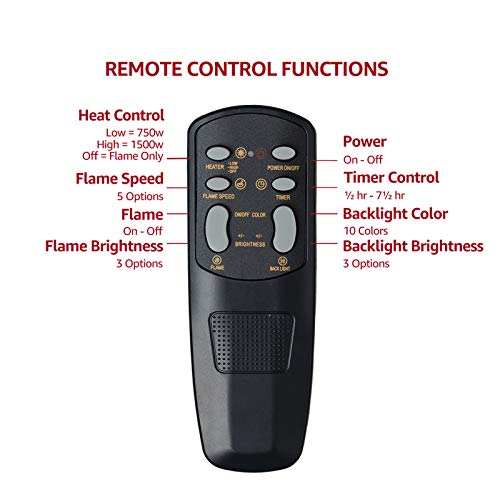 FLAME&SHADE 42 Inch Wide Electric Fireplace, Wall Mounted or Freestanding Portable Room Heater with Infrared Remote, 1500/750w
