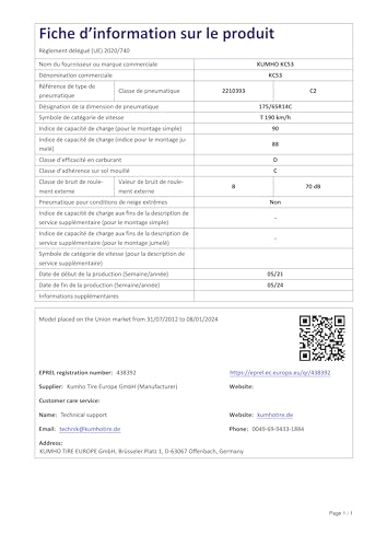 Kumho KC53 175/65/R14 90 R - Pneumatico Per Trasporti - C/E/72 - 2