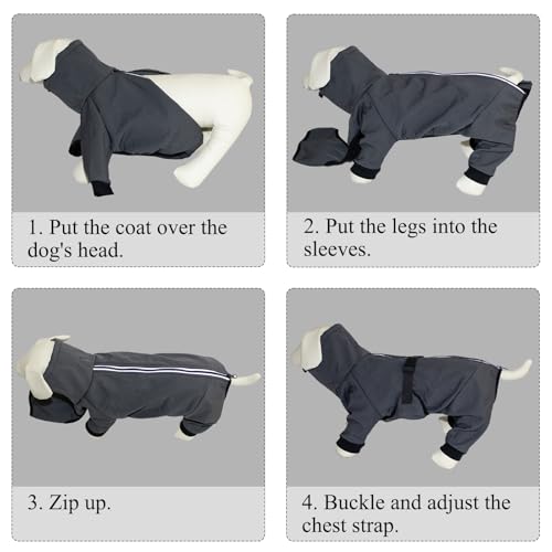 Cyponpy Hundemantel mit Beinen Wintermantel Hund Wasserdicht Warm Hundepullover Fleece Hundejacke Reflektierend Reißverschluss Winterjacke Hund Hunderegenmantel Wasserdicht Kleine Mittelgross Hunde