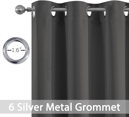 Yakamok Thermal Insulated Solid Grommet Light Blocking Blackout Curtains for Living Room, Room Darkening Blackout Drapes for Bedroom(Dark Grey, 38Wx90L, 2 Panels)