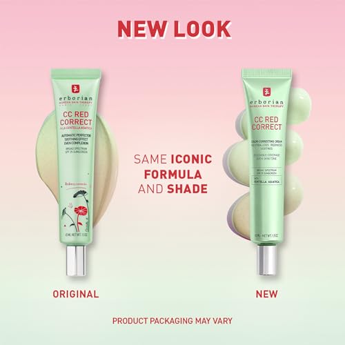 Image of Erborian CC Red Color Correcting SPF 25 Green Pigment Cream, Neutralizes Redness, Calms Skin, Lightweight, Tone‑Perfecting Primer, Korean Skincare