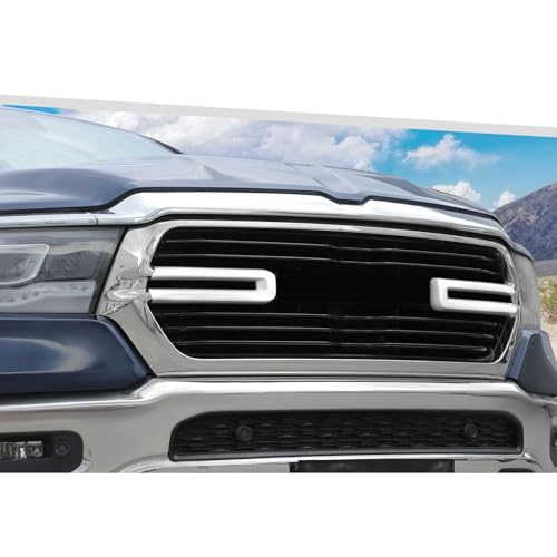 Image of Jimen Compatible with Dodge Ram 2018-2025, 2PCS Front Grille Cover Exterior Trim Accessories (White)