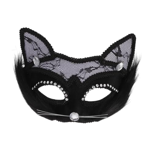 LIFKOME Lace Animal Cat Face Mask Masquerade Mask for Adults Halloween Costumes Party Half Face