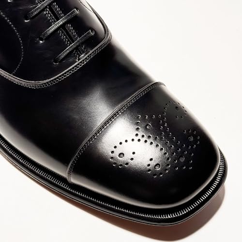 Maxime Men's Black Cap Toe Brogue Leather Welted Oxford Dress Shoes (Salvatore2