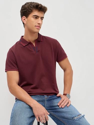 Image of Urbano Fashion Men's Solid Regular Fit Half Sleeve Cotton Polo T-Shirt