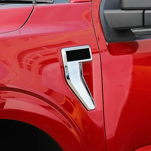 Image of Linskip Fender Side Emblem Trim Compatible with Ford F150 F250 F350 2021 2022 2023, F150 Fender Badges Cover, F-150 Enterior Accessories(Chrome)
