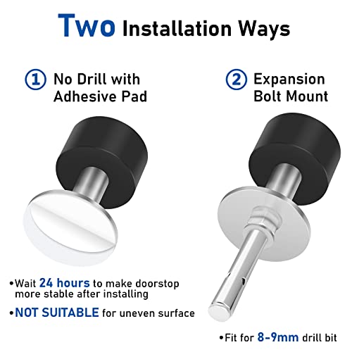 Kolako Black Door Stops, Floor Door Stoppers, No Drill Heavy Duty Modern Cylindrical Doorstops Rubber Bumper Adhesive Door Stop Wall Protector, Door Stoppers For Bottom Of Door, 4 Pack #TOP5