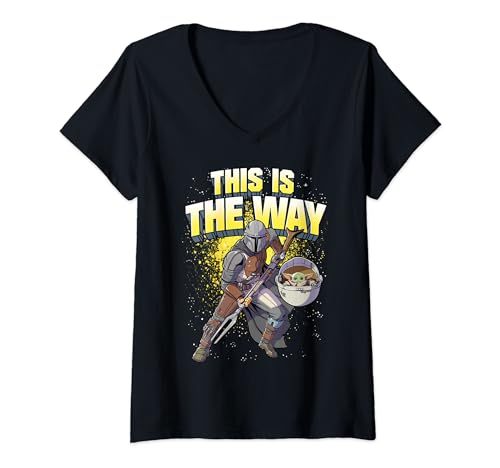 T-shirt Star Wars Mandalorian femme haut col V imprimé graphique science-fiction