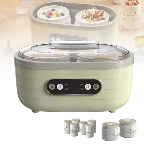 POCDUUA Yogurtera Y Natto Multivaso De 20 W - Incluye 2 Vasos De 500 Ml Y 6 De 125 Ml | Calentamiento Constante De 360° con Temporizador para La Fermentación Casera De Yogur Y Natto,A
