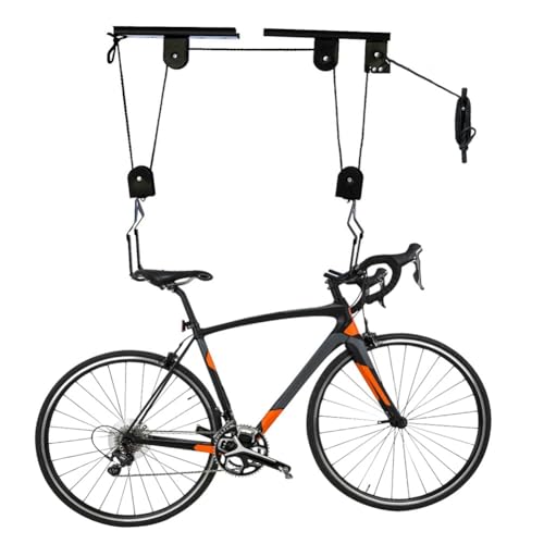 Soporte eficiente de bicicletas para techo con poleas de almacenamiento vertical 5