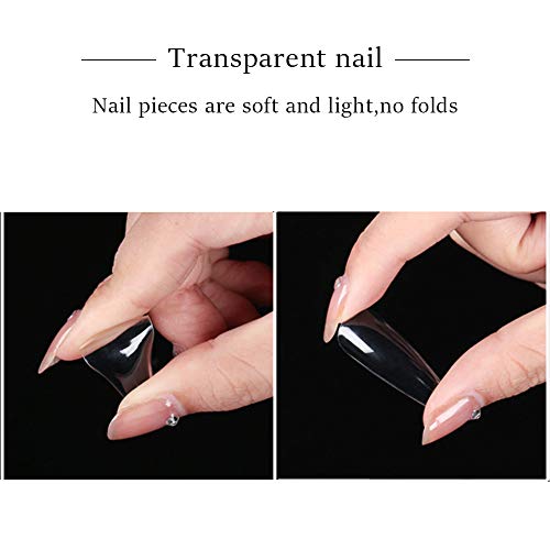 Arofaue 100 Stücke Stiletto Nagelspitzen Halbabdeckung 10 Größen Transparent Natur Farben Nagelkunst für DIY-Nagelkunst… – Bild 7