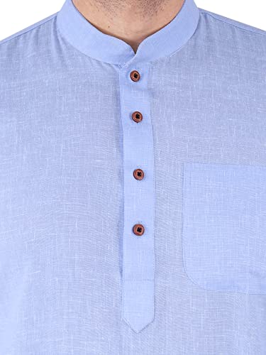 Image of Sadree Men's Cotton Long Solid Color Plain Knee Length Mandrin Collor Full Sleeve Ethnic Kurta Only