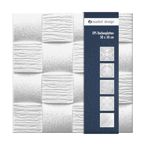 Pannelli da soffitto in polistirene EPS, pannelli da soffitto leggeri e robusti dal design moderno (pacchetto risparmio 2QM WELLE2 50 x 50 cm), pannelli da soffitto