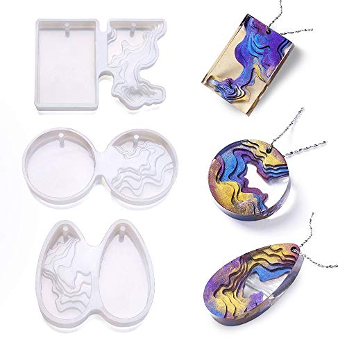 3 Stück Epoxidharz-Schimmel, Anhänger, Halsform, Terrasse, Farbe passender Schimmel (Anhänger-A) Cover