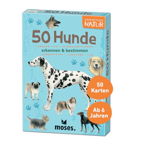 moses. 9769 Expedition Natur 50 Hunde | Bestimmungskarten im Set | Mit spannenden Quizfragen