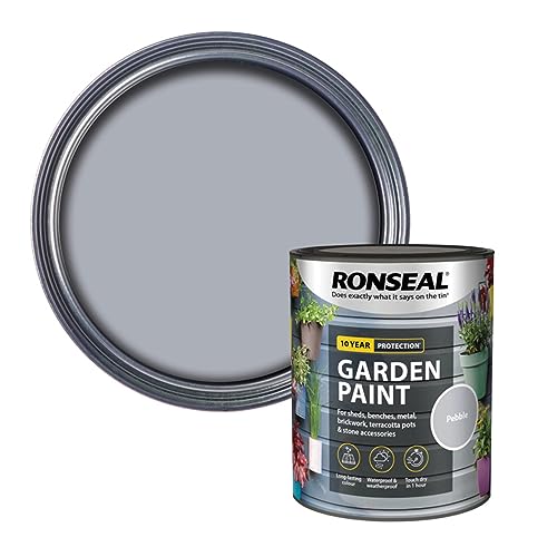 SAVING HUB Fence Paint Garden Shed Paint 750ml - Exterior Wood Paints Tin Waterproof, Weatherproof Paints - For Benches, Metal, Brickwork, Terracotta Pots, Stones Tin (Pebble)