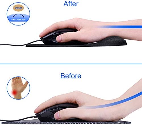 JIKIOU Mouse Mat Ergonomic Mouse Pad with Wrist Support Gel Mouse Pad with Non-slip PU Base, Comfortable Computer Mouse Pad for Laptop Office Working Easy Typing & Pain Relief,9.2 x 8.1 in, Black