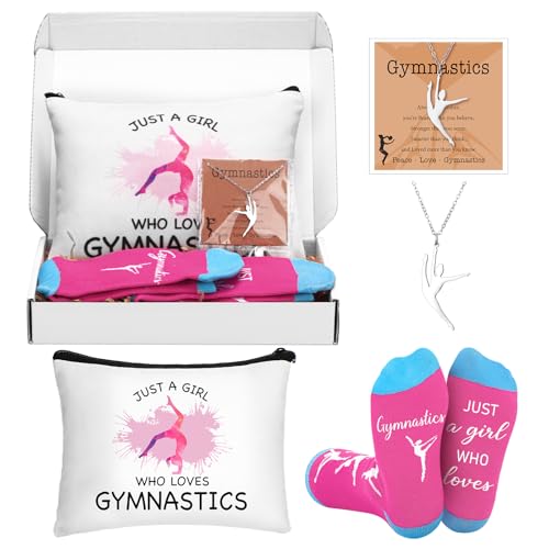 SilTriangle 5 Pcs Gymnastics Gifts for Women, Makeup Bag Necklace Socks