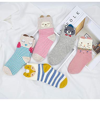 Kids Socks Cotton Cute School Socks Little Girls Boys Funky Animal Crew Socks(5 Pack), S(14-15cm) - Image 6